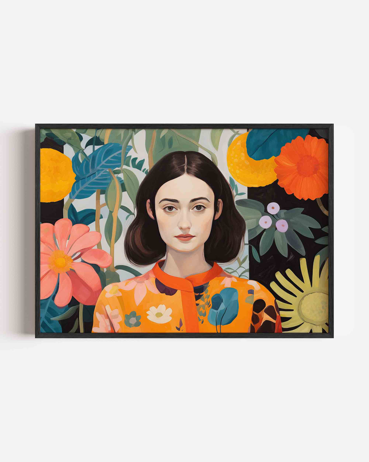 Vrouw met bloemen – vrouwelijk portret als landscape poster