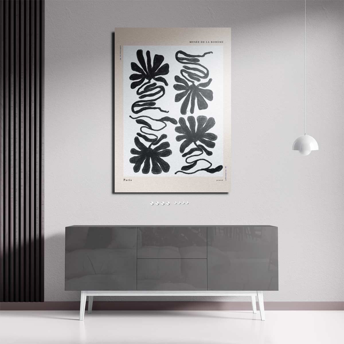 Abstracte Bloemvormen Illustratie – plexiglas wanddecoratie in portret formaat