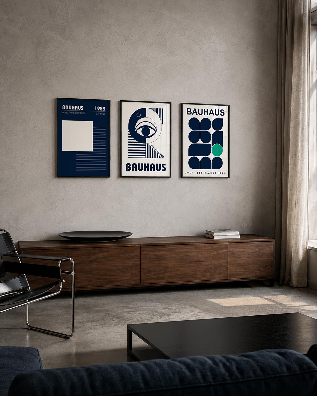 Lijnen en vlaken posterset – tweede productweergave – deze posterset in drie delen toont een spel van lijnen en vlakken. Een