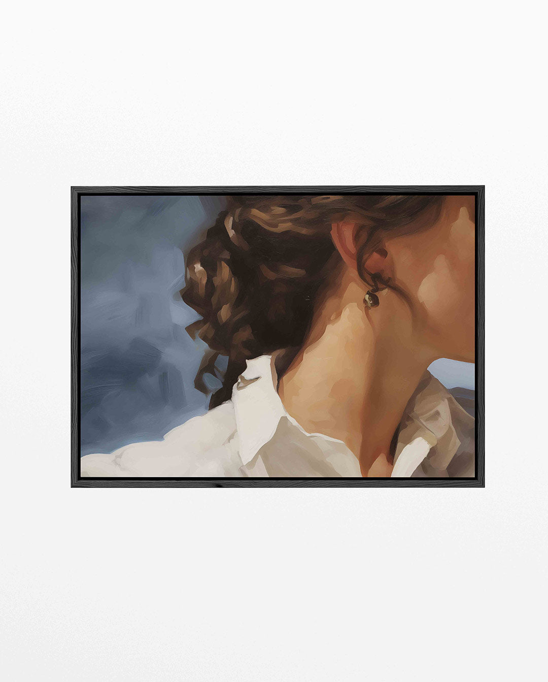 Portret in blauwtinten – liggend portret kunstwerk