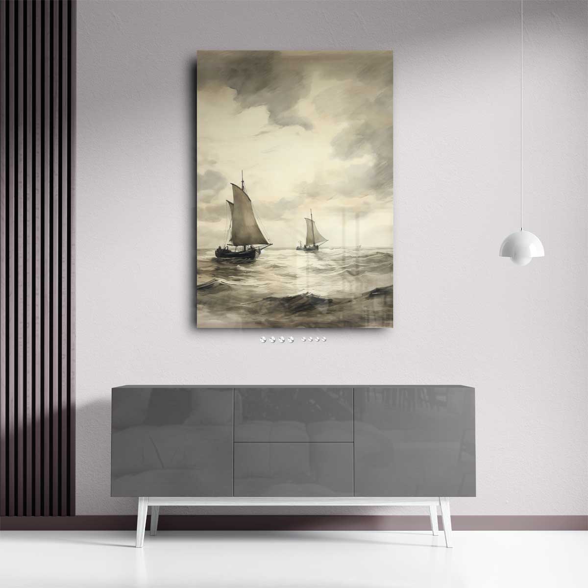 Zeilen op de Open Zee – staand kunstwerk voor modern interieur