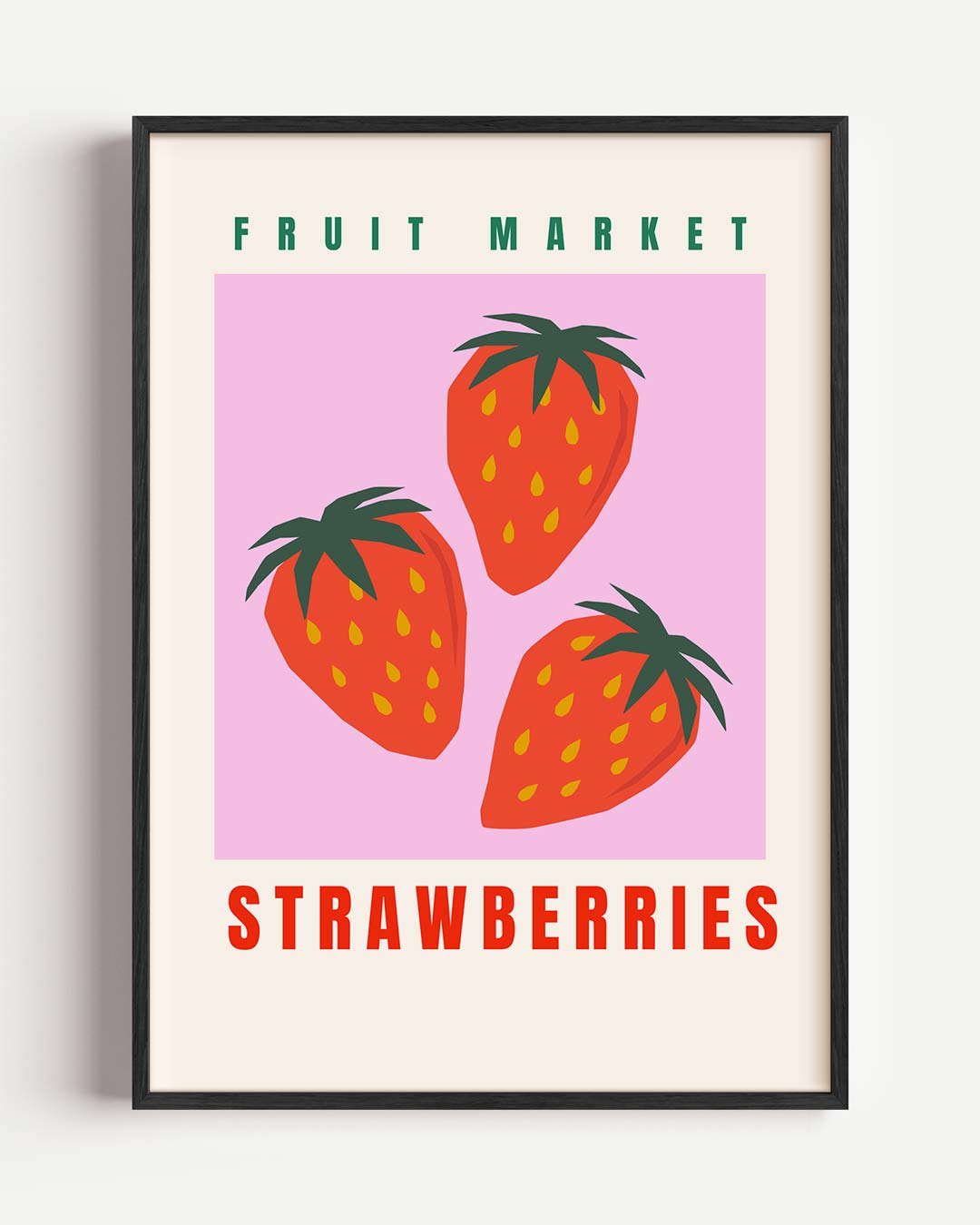 Vintage Aardbeienmarkt – keuken portret poster als wanddecoratie