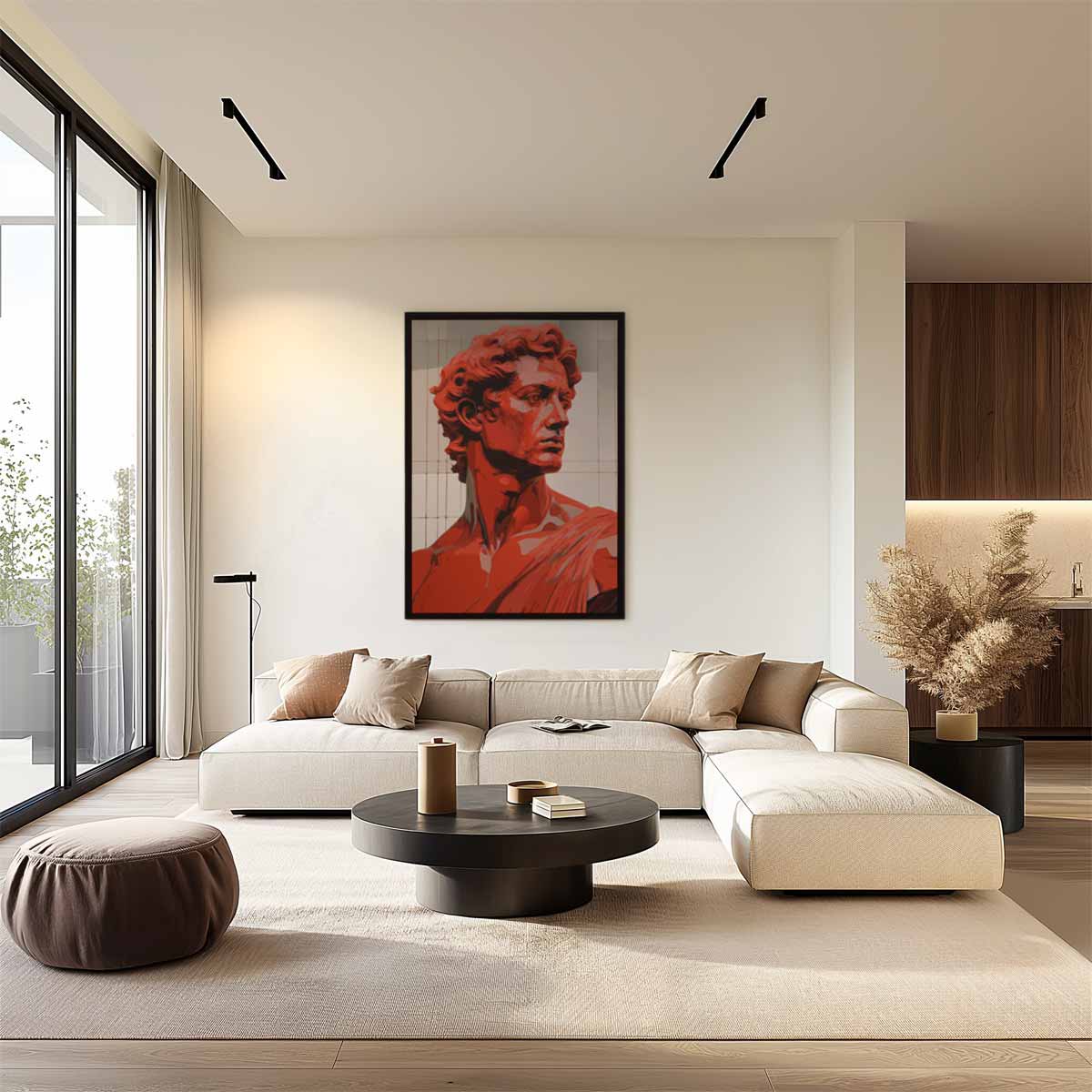 Rood Portret van David – plexiglas wanddecoratie in portret formaat