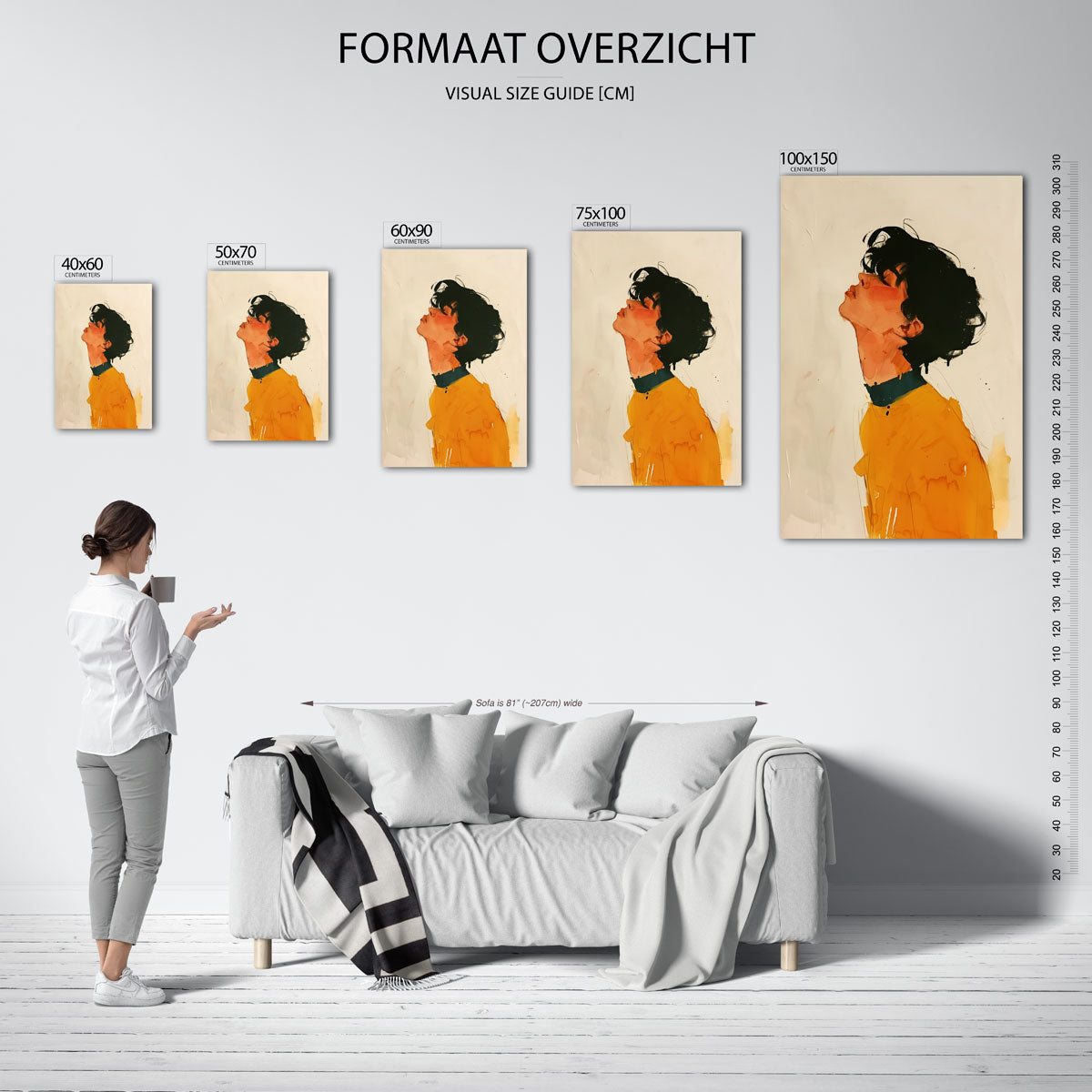 Portret illustratie – staand wanddecoratie kunstwerk