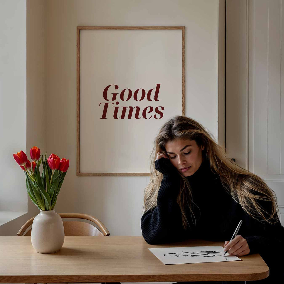 Good Times Typography – staande muurposter met Popart uitstraling