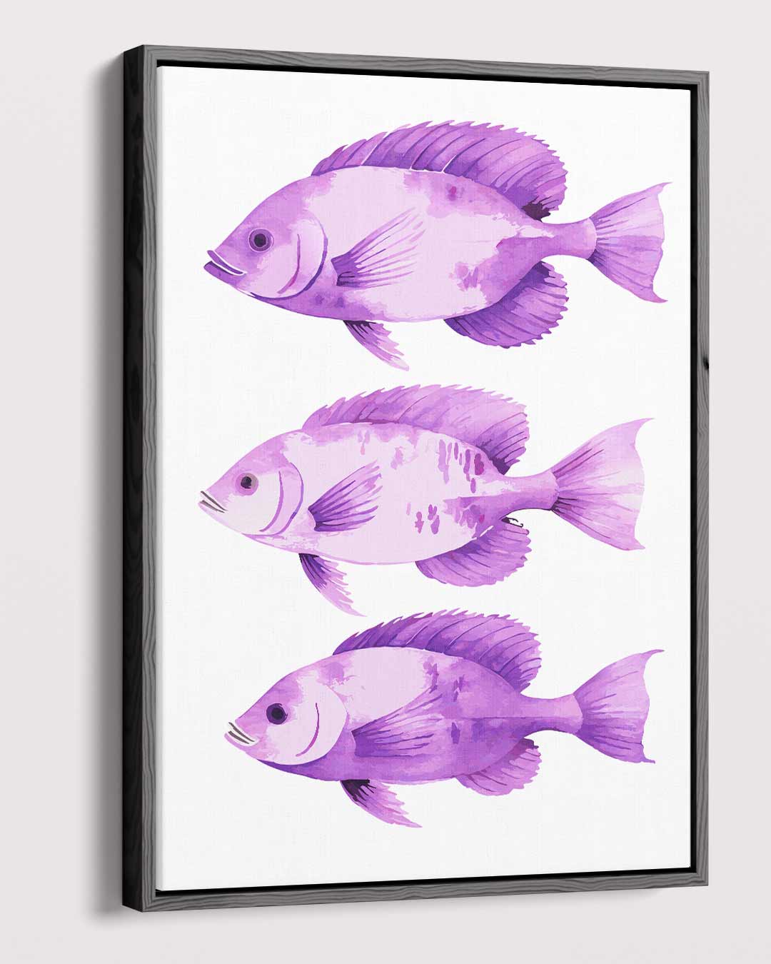 Paarse Vis Trio – dibond kunstwerk als wanddecoratie