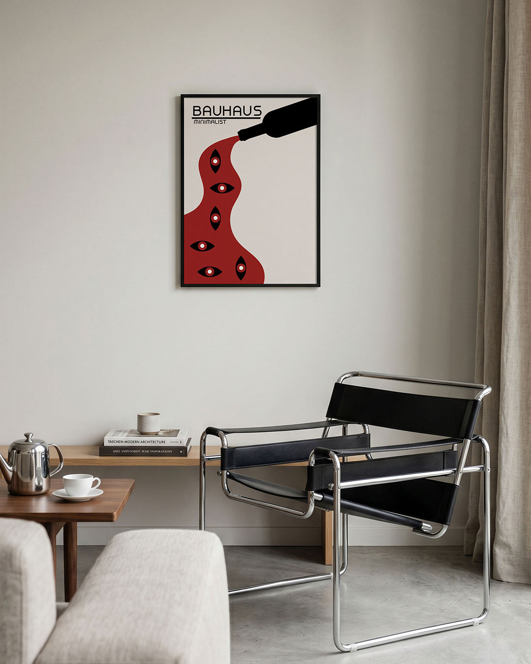 Vormen en vlucht – geometrische Bauhaus poster in staand formaat