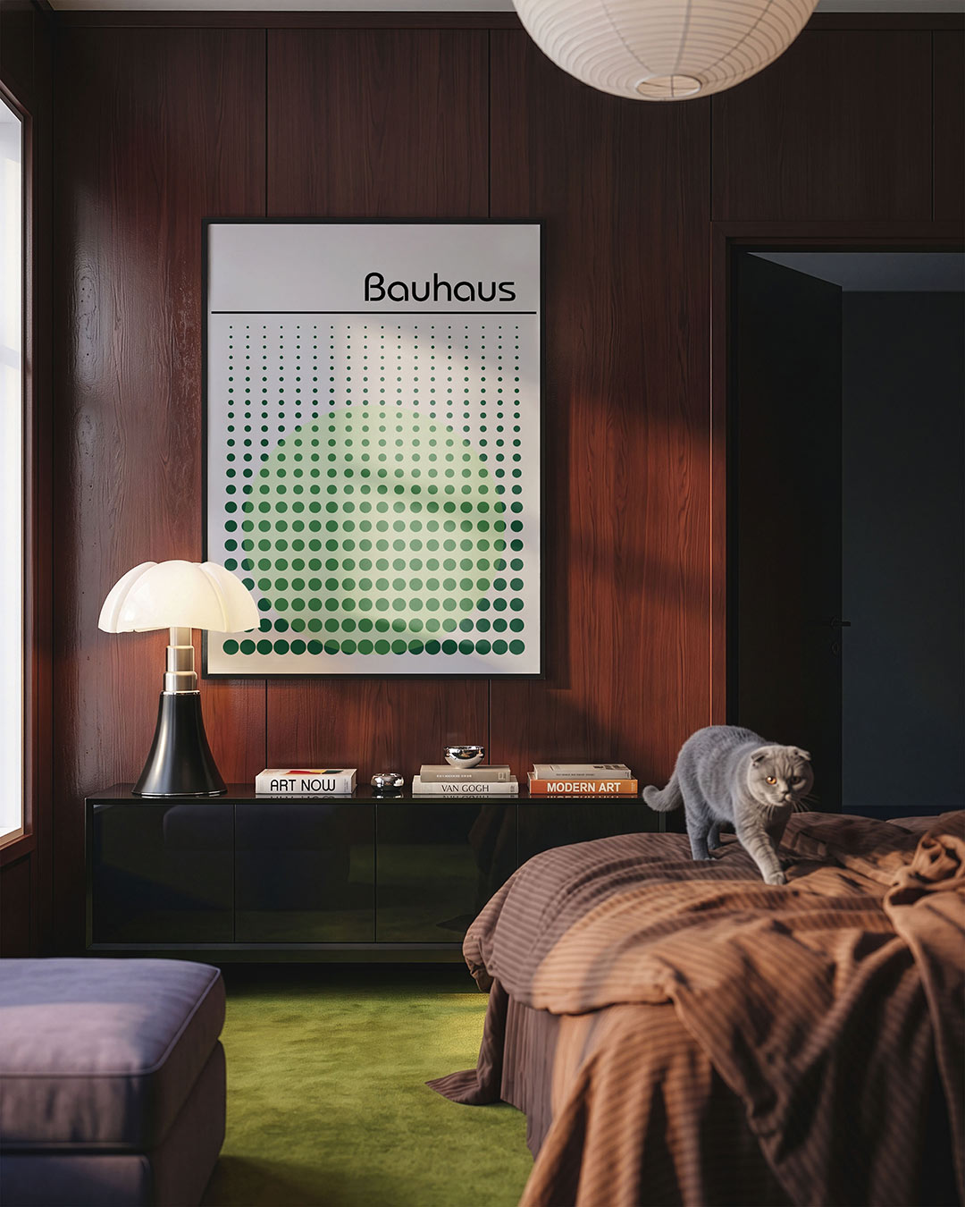 Cirkelpatroon en lijnen – geometrische Bauhaus poster in staand formaat