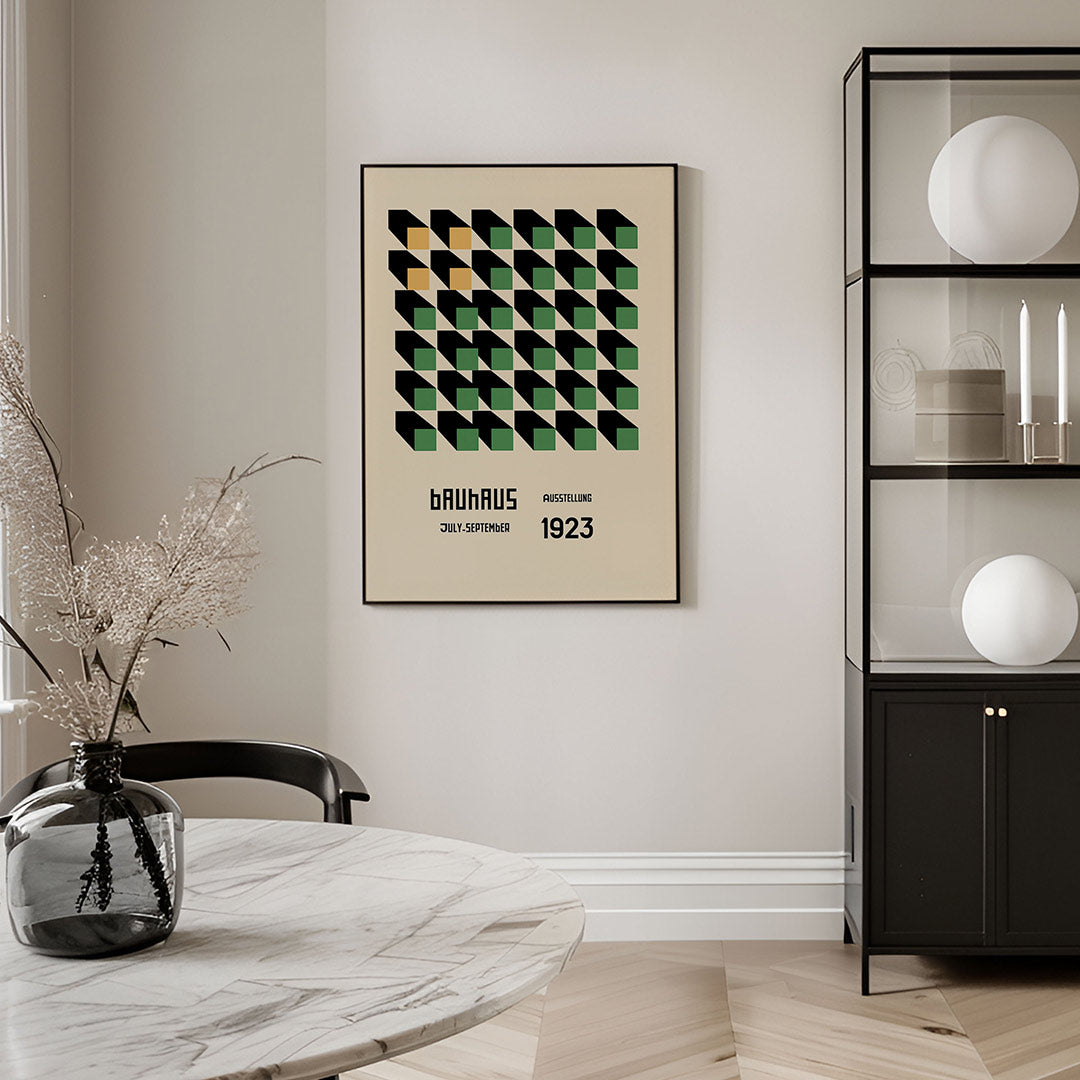 Vorm en schaduw – geometrische Bauhaus poster in staand formaat