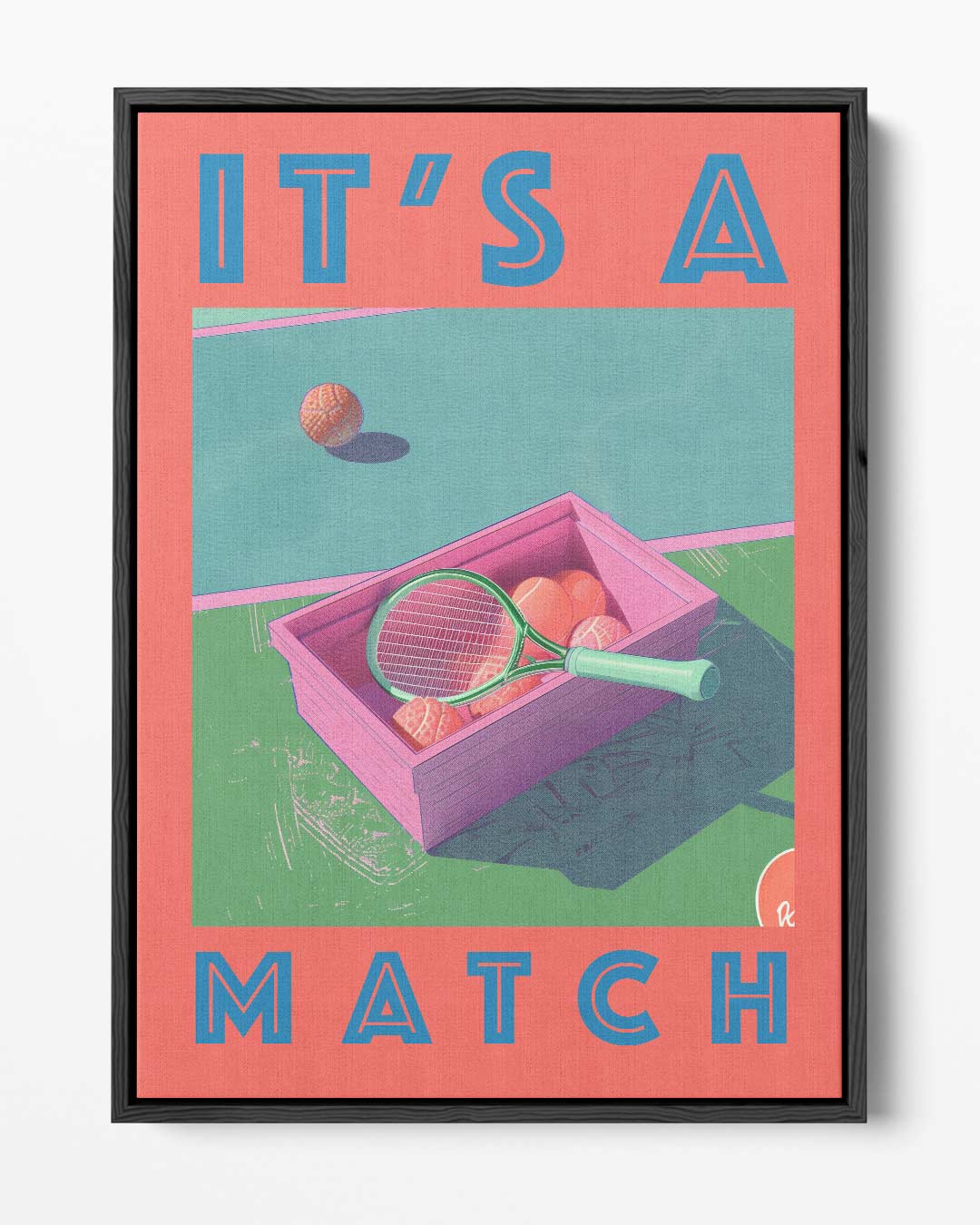 Speelse Tennisdisplay – portret kunstwerk als wanddecoratie