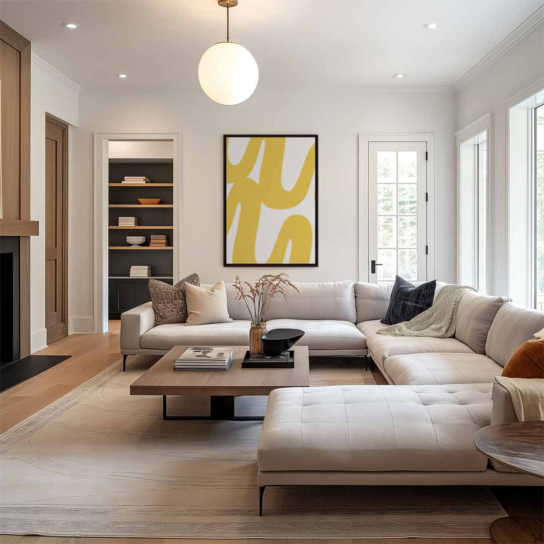 Gele Golf – staand kunstwerk voor modern interieur