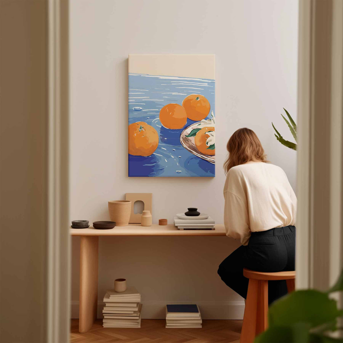 Zomers Citrus Geluk – staand kunstwerk voor modern interieur