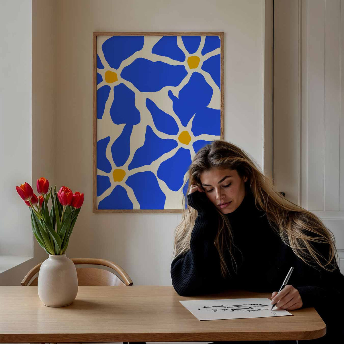 Bloemenexplosie Wanddecoratie – bloemen poster als moderne staande wanddecoratie