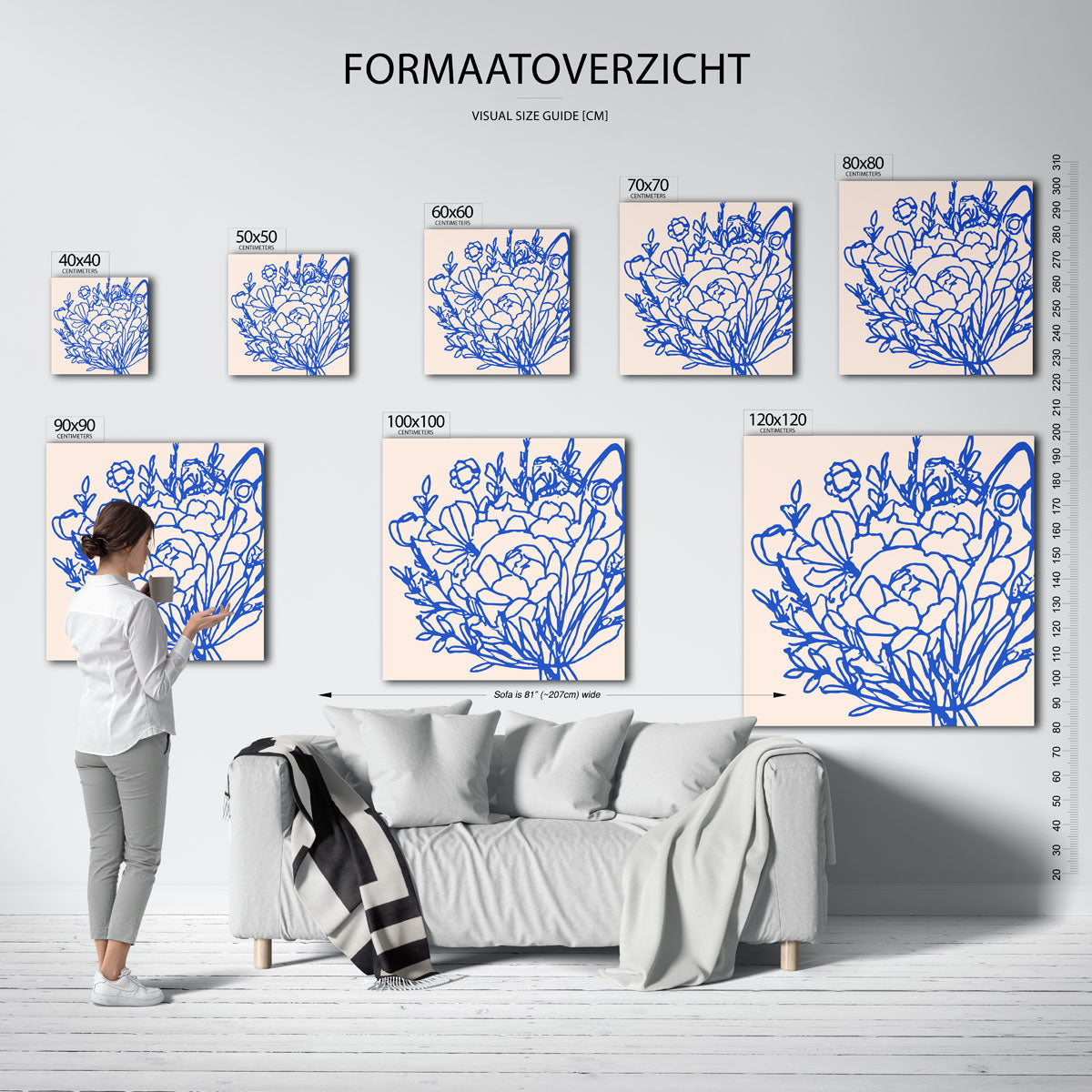 Blauwe bloemen – vierkante muurposter met bloemen