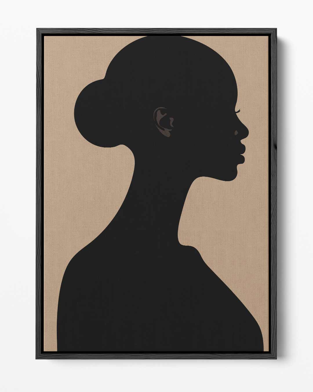 Elegante Silhouet in Beige – portret kunstwerk als wanddecoratie