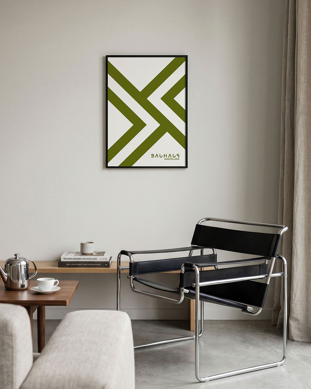 Lijnenspel en kleur – geometrische Bauhaus poster in staand formaat