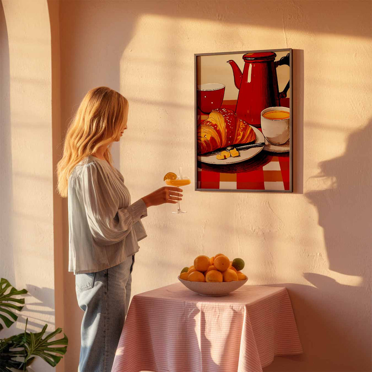 Franse Ontbijt Sfeerposter – keuken poster als sfeervolle staande wanddecoratie