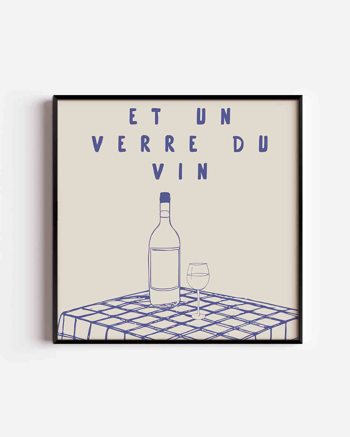 Wijnfles en glas – keuken vierkante poster als wanddecoratie