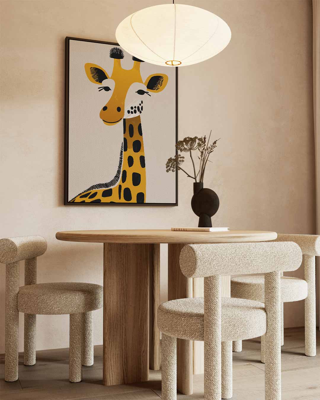 Speelse Giraffe Illustratie – staand kunstwerk voor modern interieur