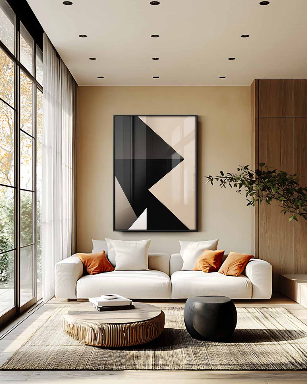 Moderne Schaduwspelen – staande wandkunst voor woonkamer of interieur