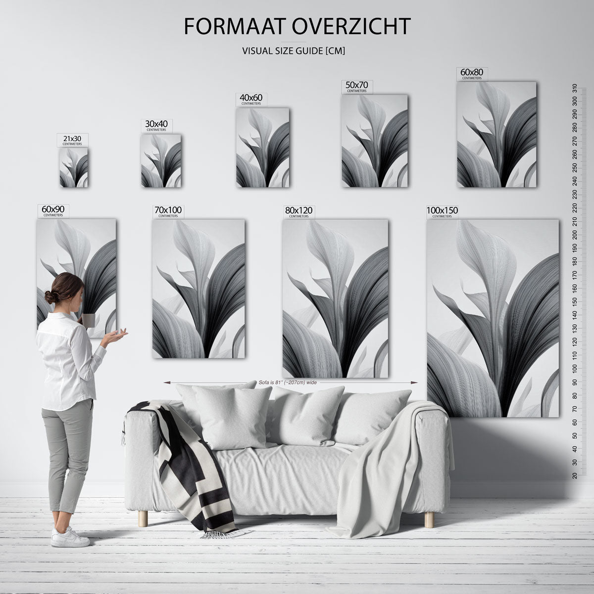 Abstracte bladeren – staande muurposter met abstracte vormen
