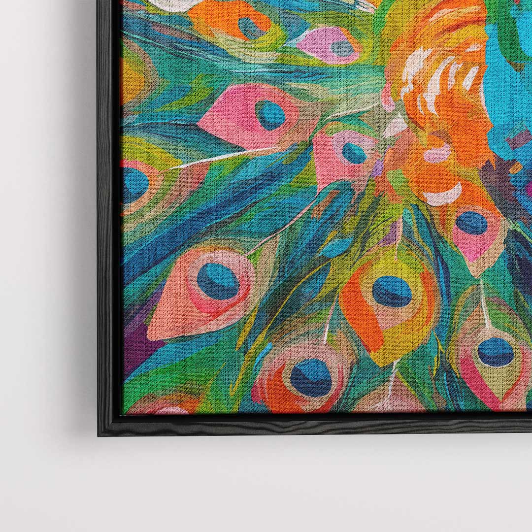 Kleurrijke Pauw Schilderij – plexiglas wanddecoratie in portret formaat