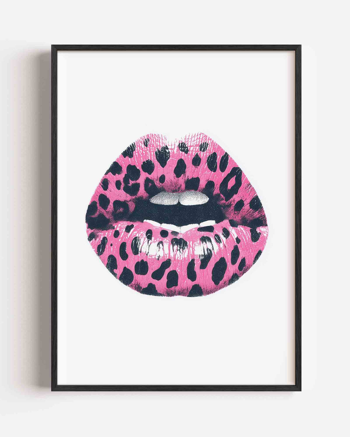 Roze lippen met stippen – Pop Art portret poster als wanddecoratie