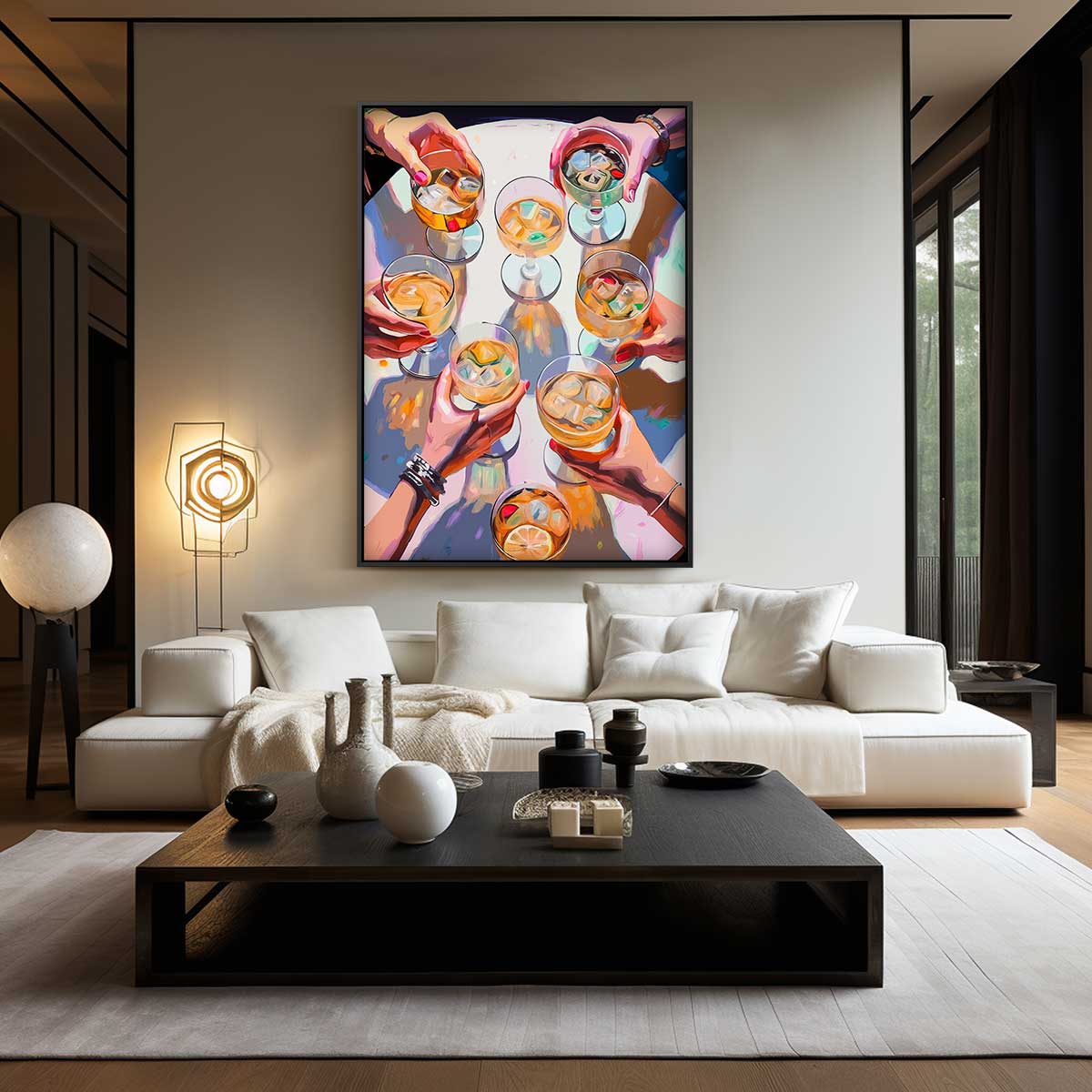 Vriendschapstoast in Kleur – kunstwerk met zwarte baklijst