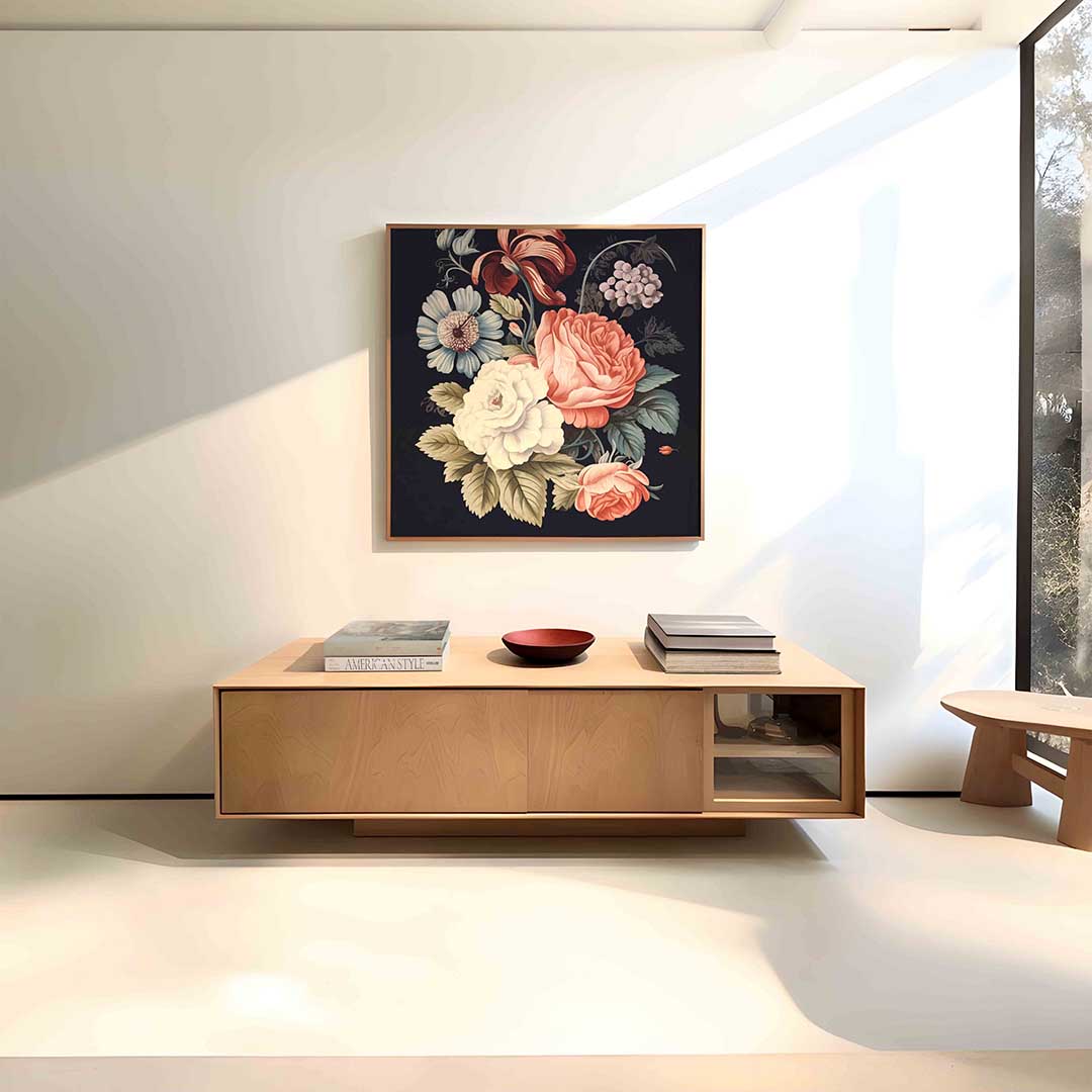 Bloemenpracht – vierkante bloemen wanddecoratie van WallArtistic
