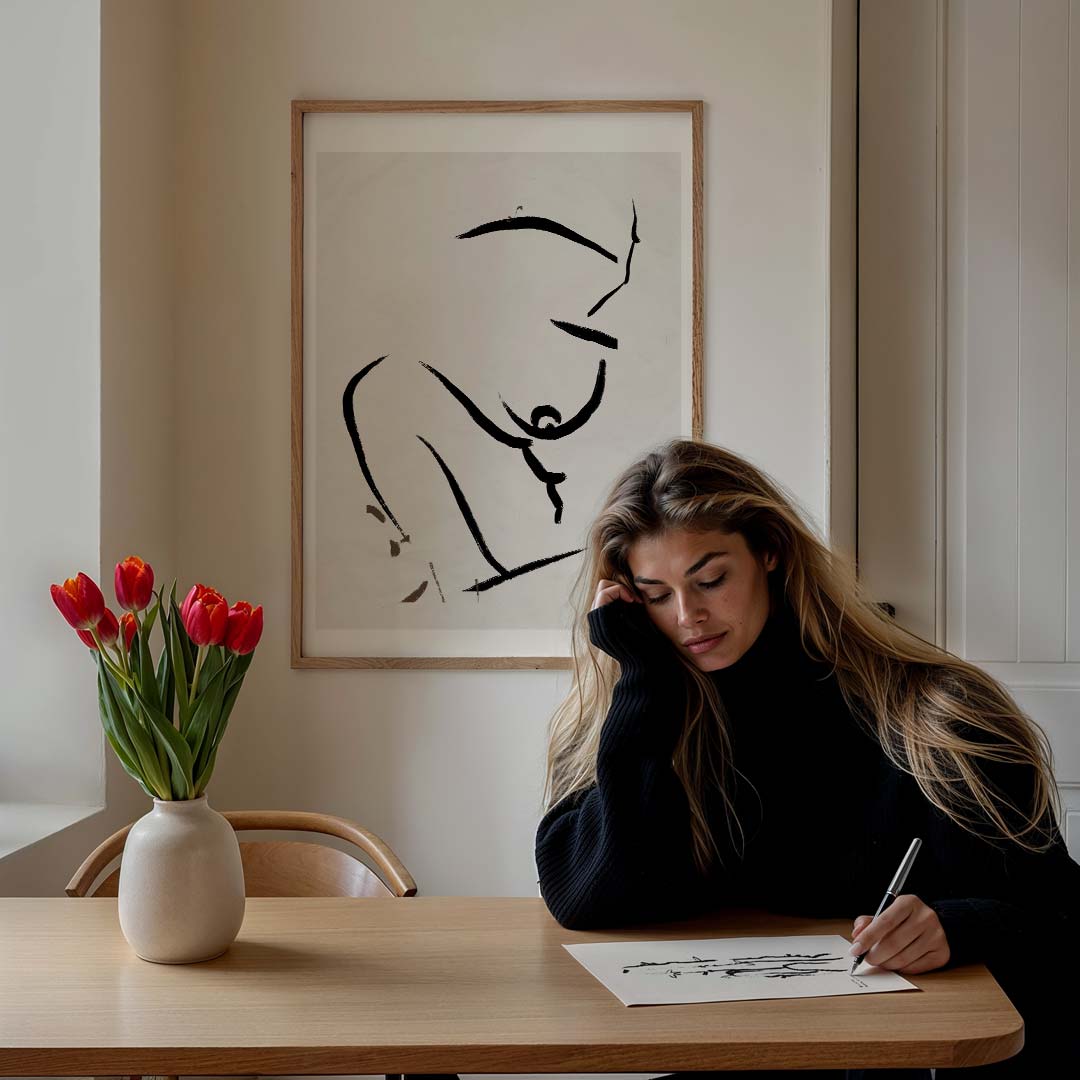 Minimalistische Lichaamskunst – lijntekening poster in staand formaat
