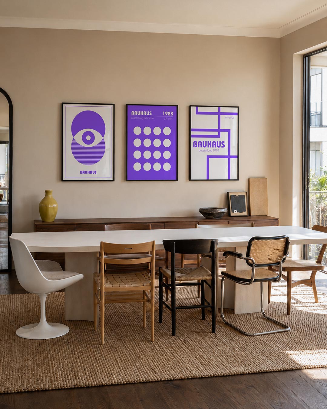 Cirkel en lijnen driedelige posterset – deze posterset in drie delen toont een speelse combinatie