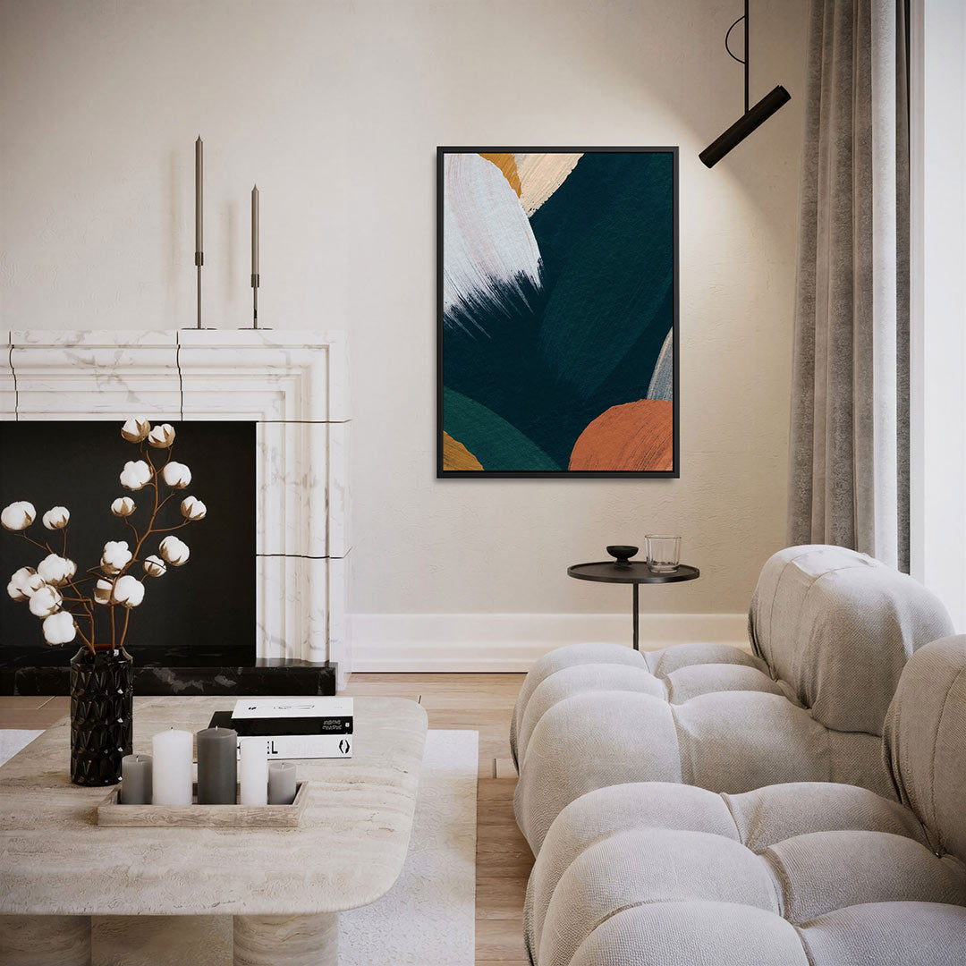 Dynamische kleurencompositie – moderne staande wandkunst