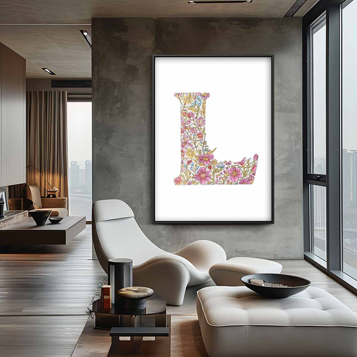 Bloemrijk Alfabet L – canvas wanddecoratie in portret formaat