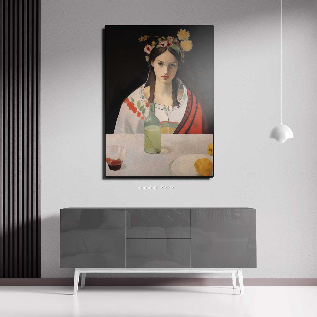Bloemen en Stilte – canvas wanddecoratie in portret formaat