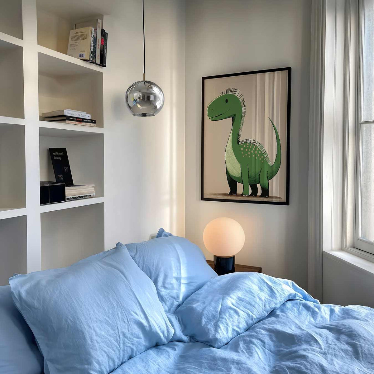Schattige Dinosaur – speelse wandkunst als portret kinderposter