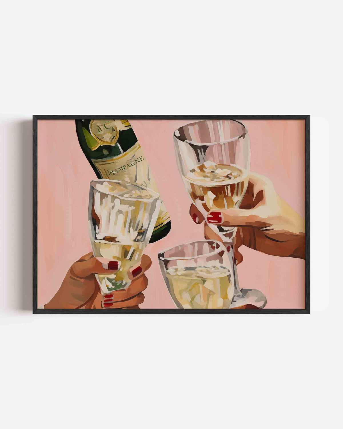 Champagneglazen en fles – keuken landscape poster als wanddecoratie