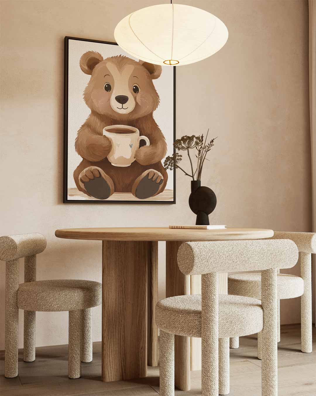 Schattige Beer Met Mok – staand kunstwerk voor modern interieur