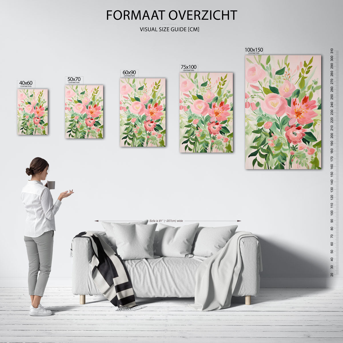 Bloemenexplosie – staande wanddecoratie van WallArtistic