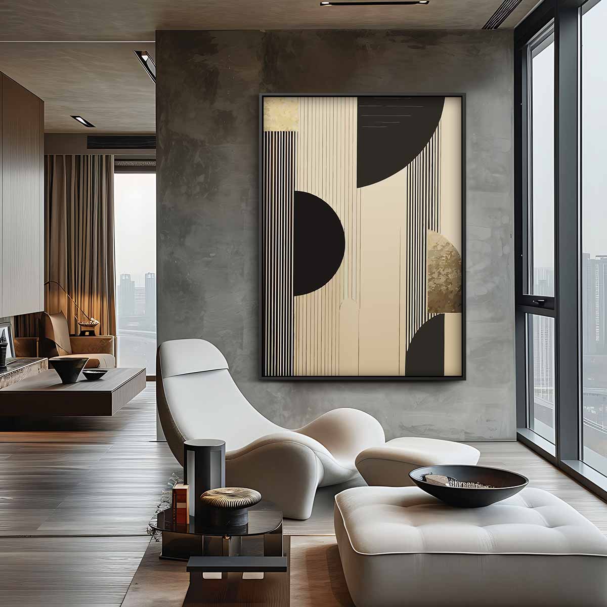 Moderne Geometrische Harmonie – canvas wanddecoratie in portret formaat