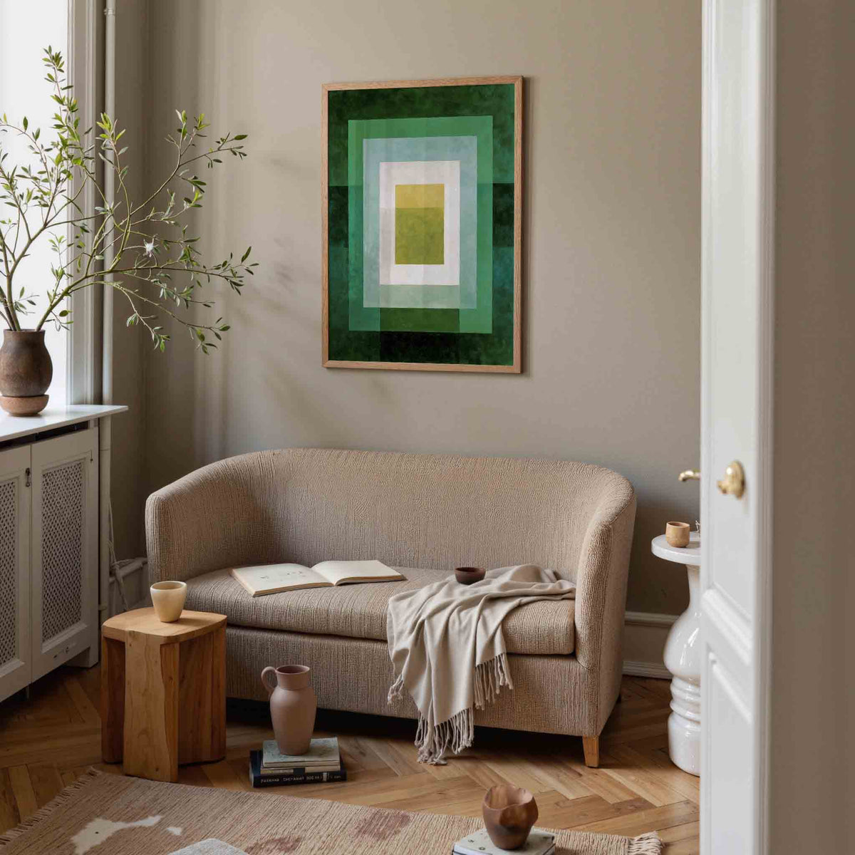 Vierkante lagen – botanische poster in staand formaat