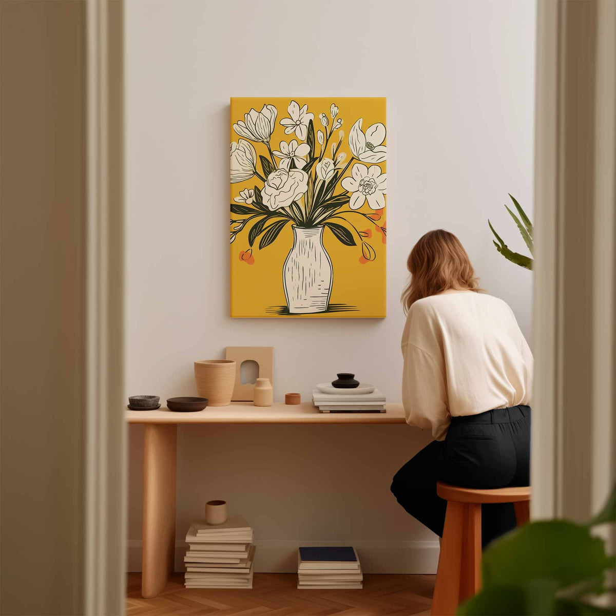 Tijdloze Bloemenvazen Illustratie – portret kunstwerk als wanddecoratie, afbeelding 17