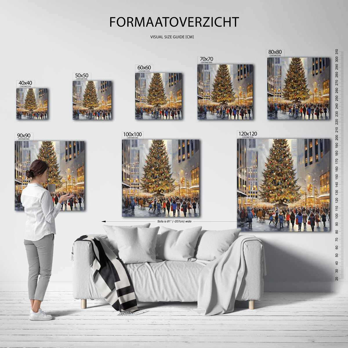 Kerstboom in de stad – vierkante muurposter voor kerst