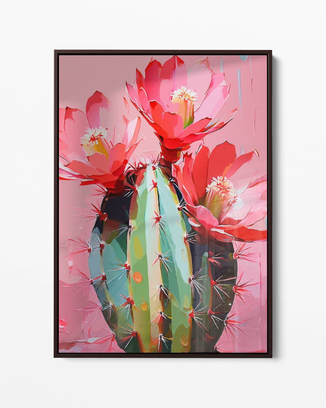 Kleurrijke Cactus Bloemenpracht – portret kunstwerk als wanddecoratie