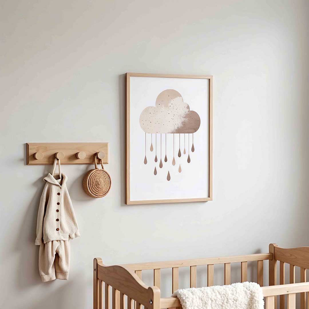 Wolk met regendruppels – kinderposter in staand formaat
