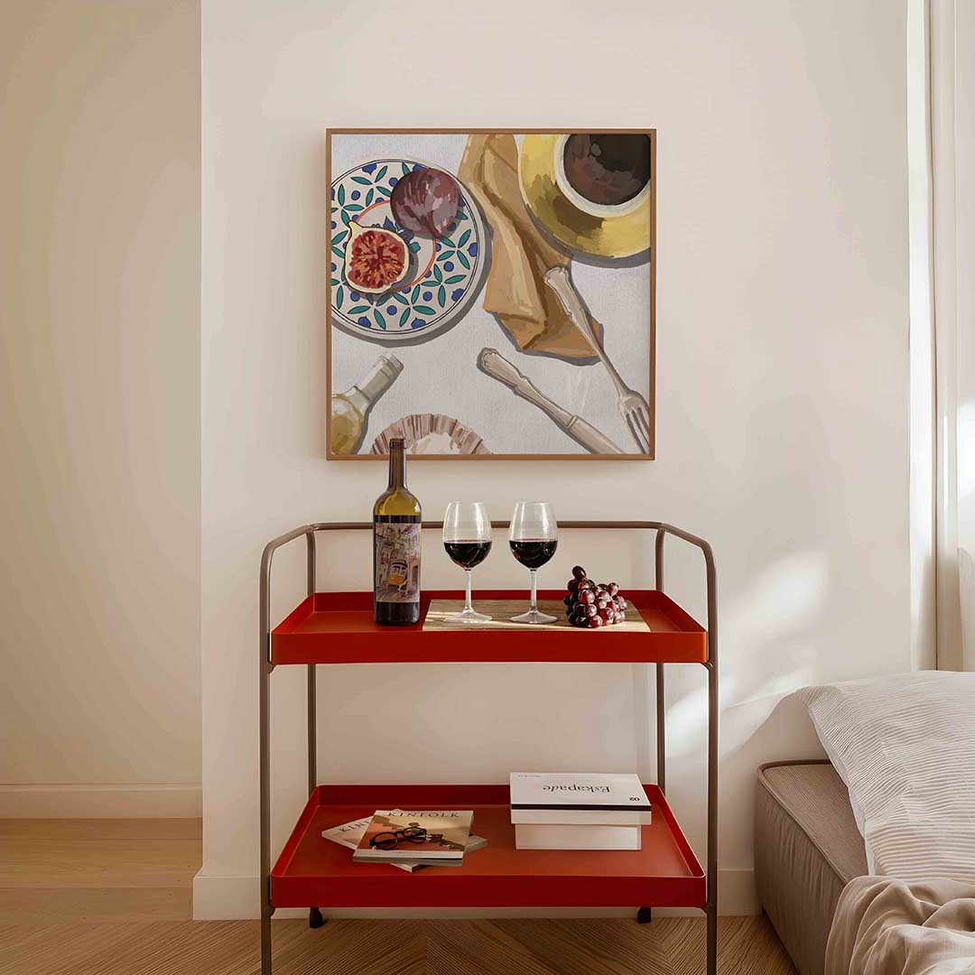 Gedekte tafel – vierkante keuken wanddecoratie van WallArtistic
