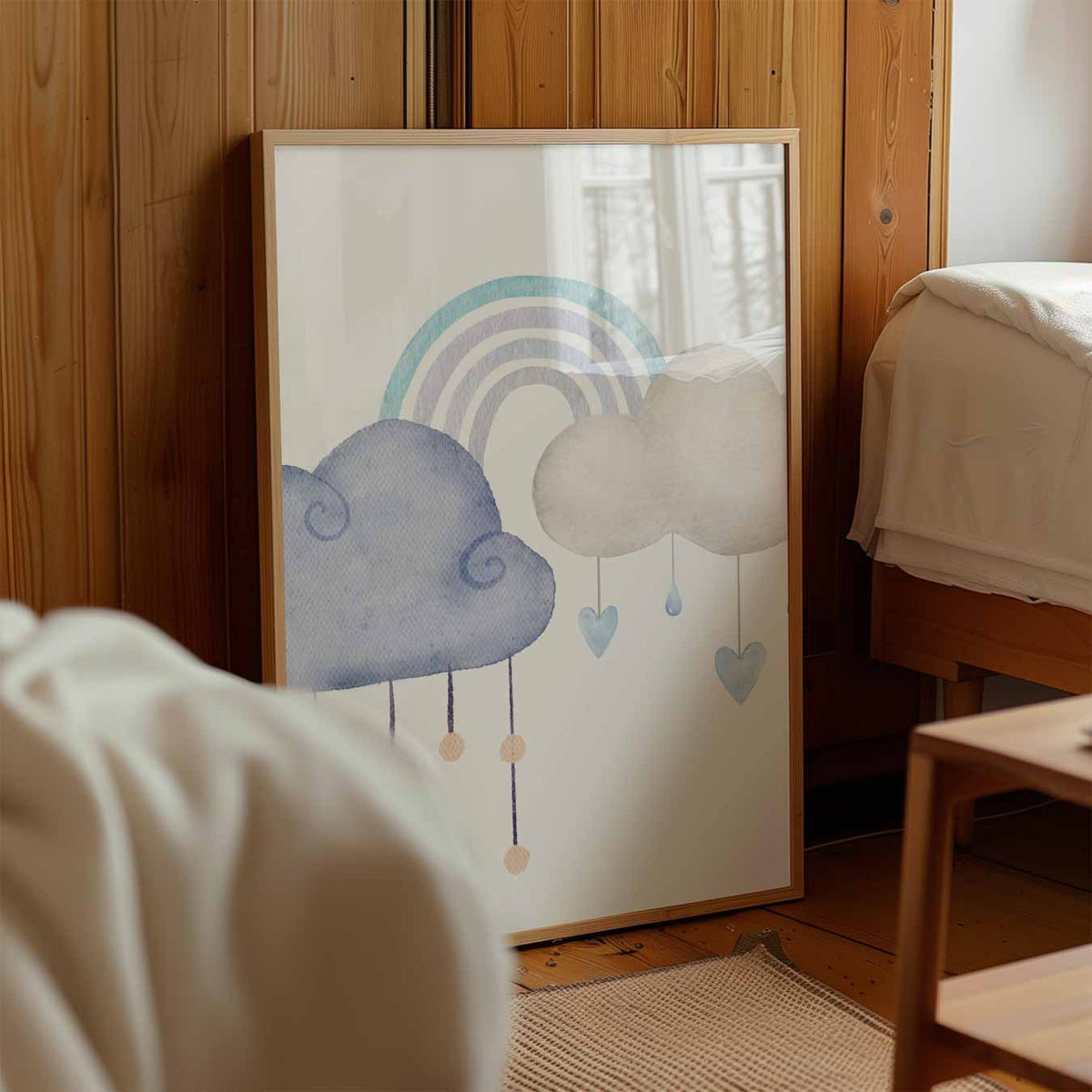 Regenboog met Wolken – kinderposter in staand formaat