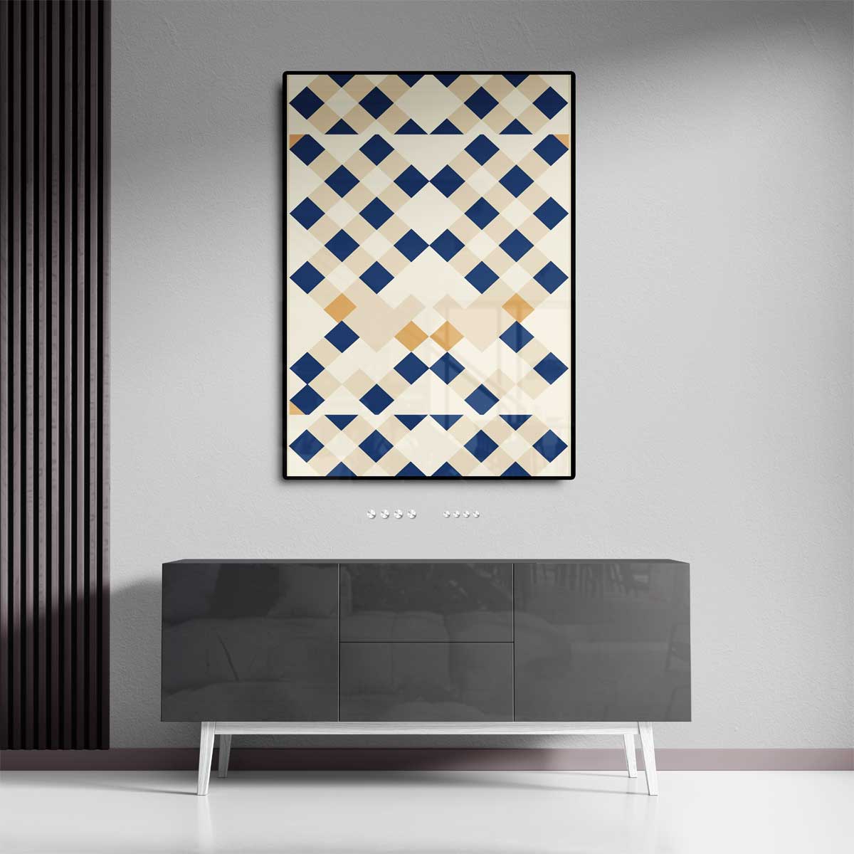 Geometrische Patronen Mozaïek – dibond wanddecoratie in staand formaat