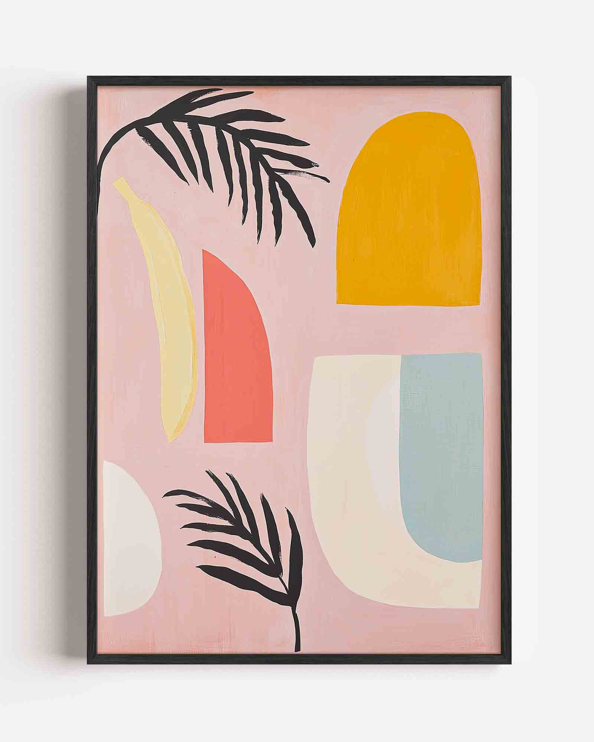 Abstracte vormen en bladeren – hedendaagse illustratie portret poster als wanddecoratie