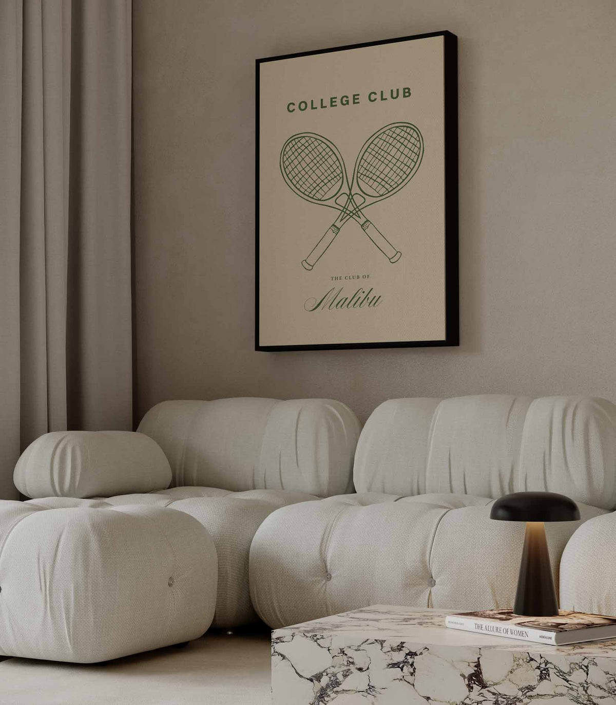 Tennisclub Retro Poster – plexiglas wanddecoratie in portret formaat