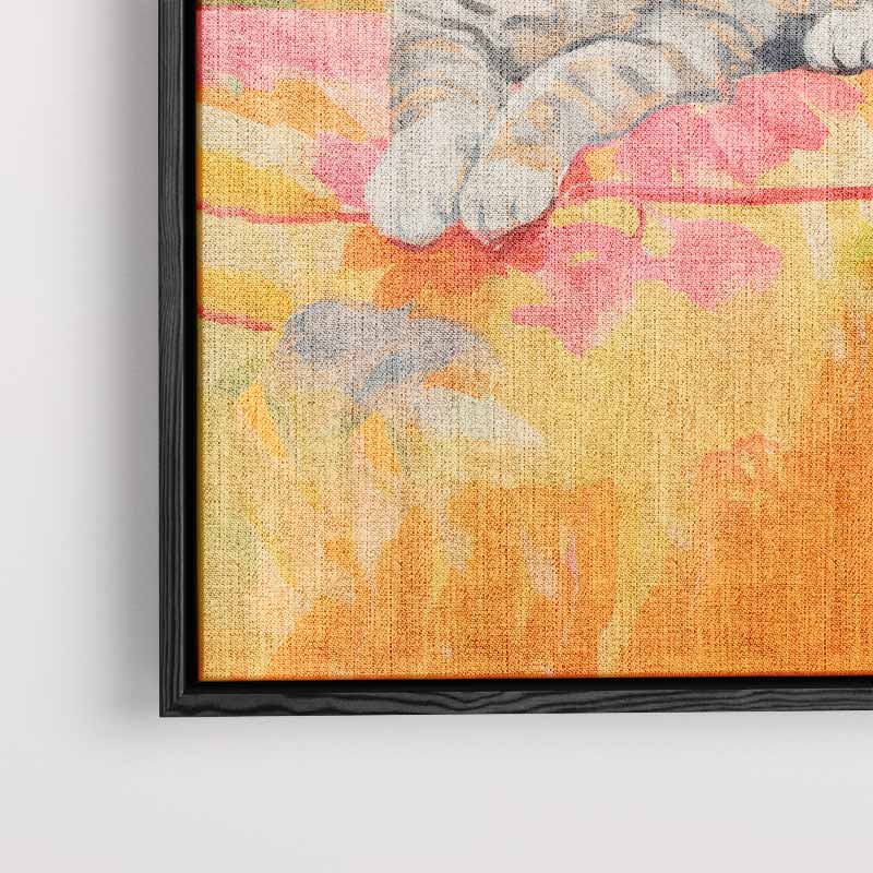 Zomerse Kat in Bloemen – modern portret kunstwerk van WallArtistic